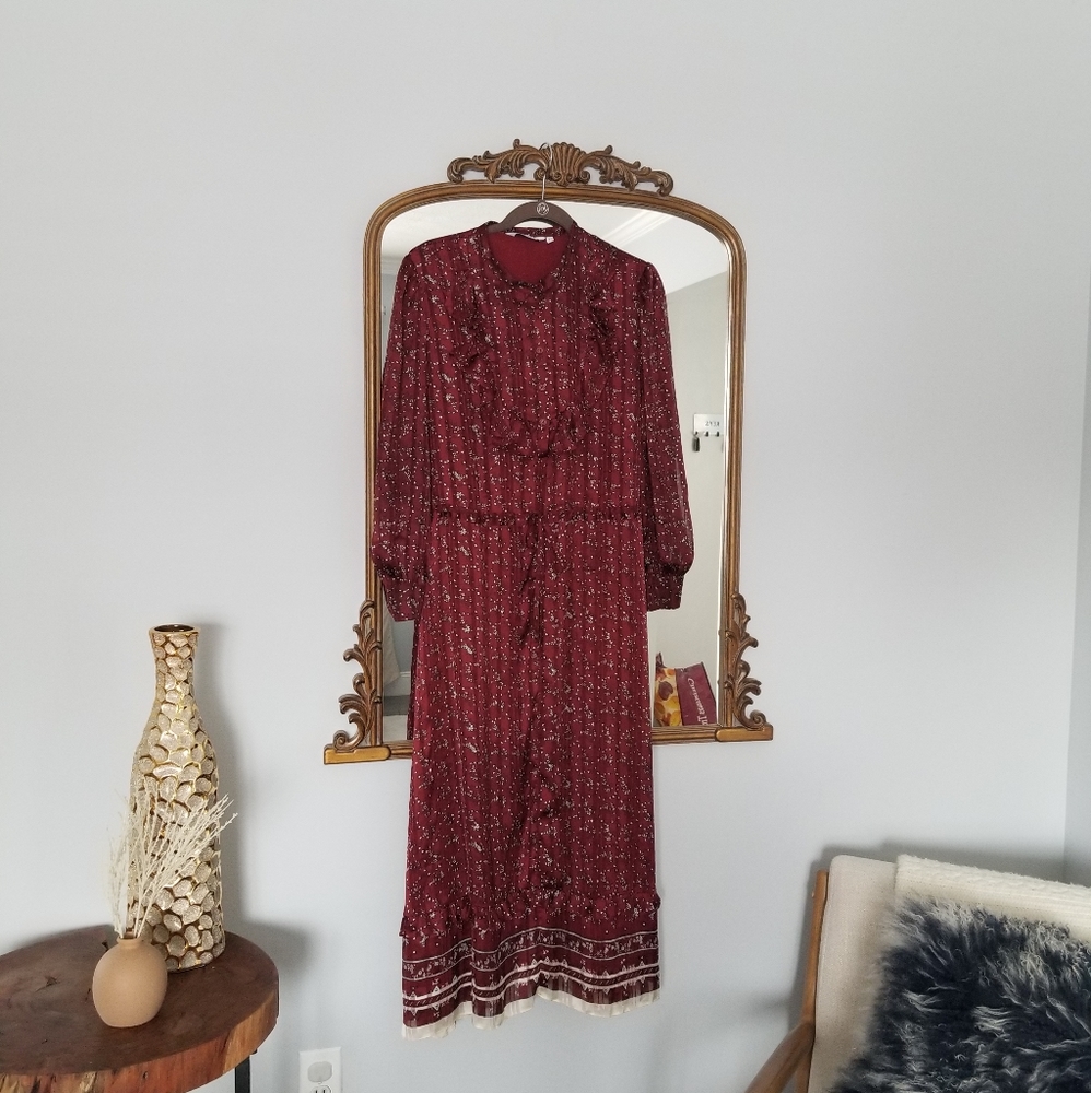 & Other Stories Burgandy Bib Dress